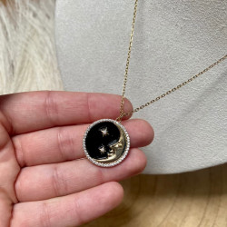 collier doré lune et étoiles