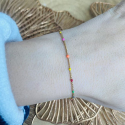 bracelet femme doré avec perles multicolores